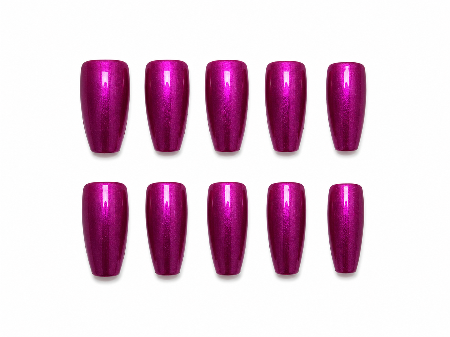 Hot Pink Chrome Press On Nails | Metallic Magenta Coffin Nails | Glossy Barbiecore Nail Set