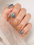 Naile Haus Coastal Spark Press-On Nails | Blue Ombre Glitter Firework Nail Art Summer Luxury Set