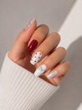 Naile Haus Peppermint Coquette Press-On Nails | Red Polka Dot Bow Holiday Glam Nail Set