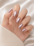 Naile Haus Rose Quartz Chrome Press-On Nails | Pink Pearl Glazed Minimalist Luxury Nail Set
