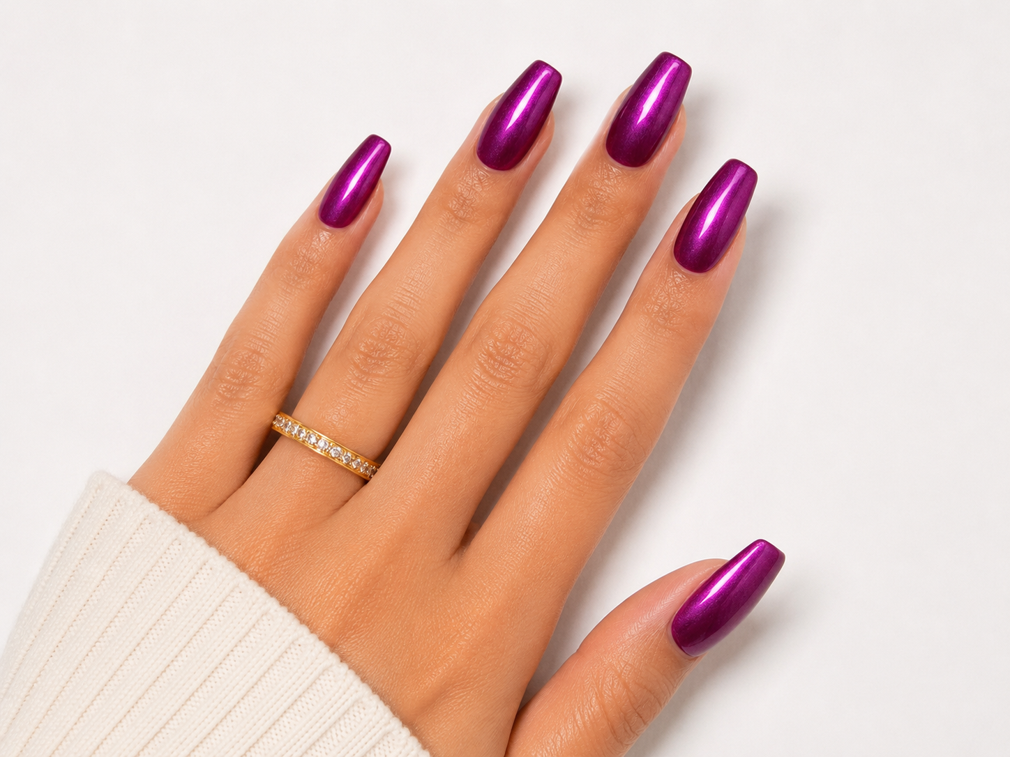 Hot Pink Chrome Press On Nails | Metallic Magenta Coffin Nails | Glossy Barbiecore Nail Set